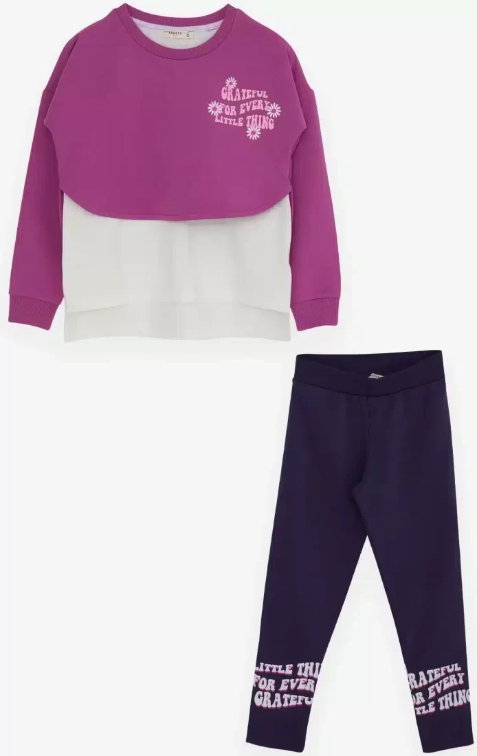 Trendy Shop σετ κολάν & μπλούζα με λογότυπο για κορίτσι, Βαμβάκι 90 % , Lycra 10%, κανονική εφαρμογή