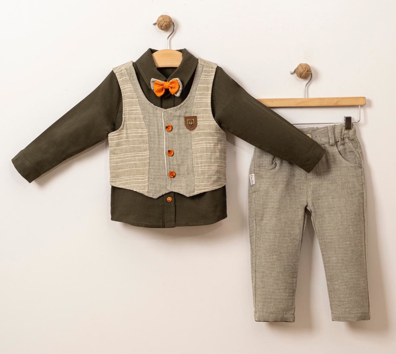 Παιδικό Σετ 3τμχ παντελόνι με ριγέ γιλέκο (2-5 ετών)
