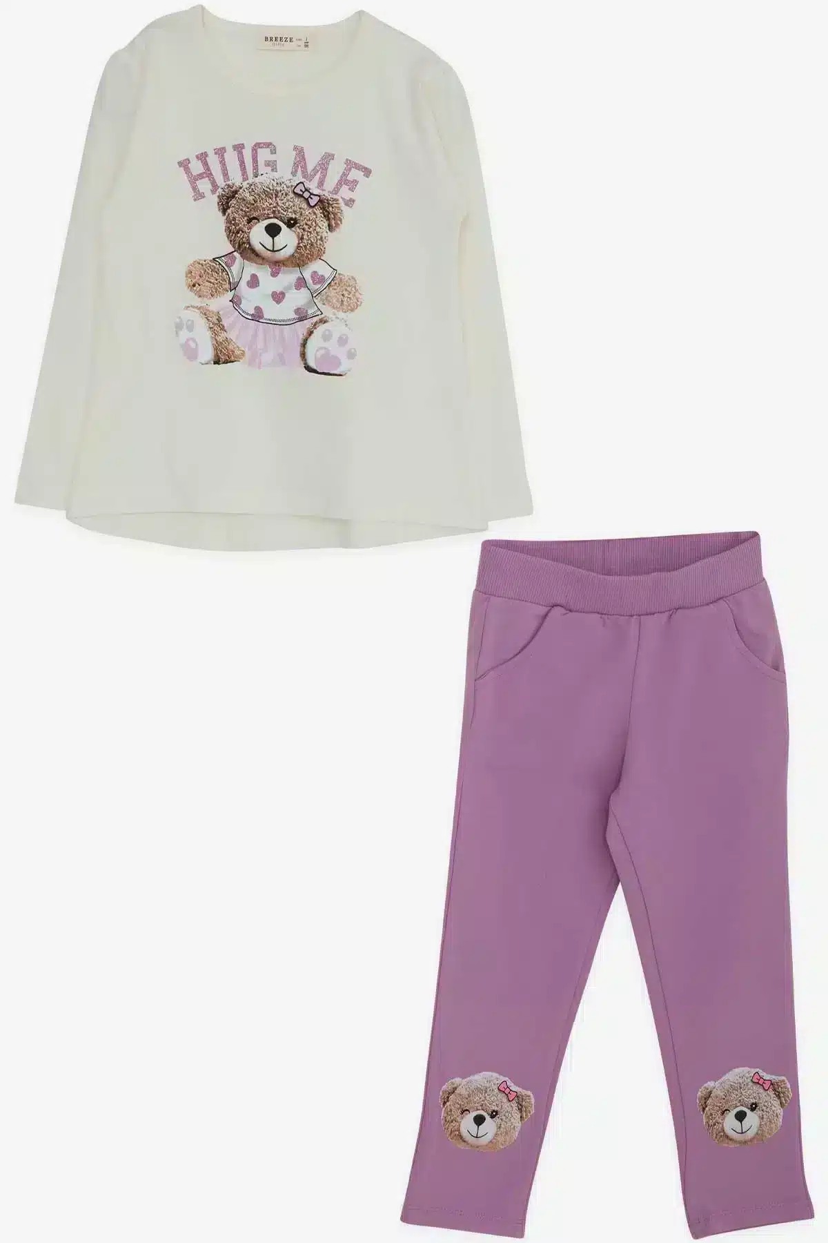 Κολάν & μπλούζα με τύπωμα αρκουδάκι "HUG ME" (18 μηνών)