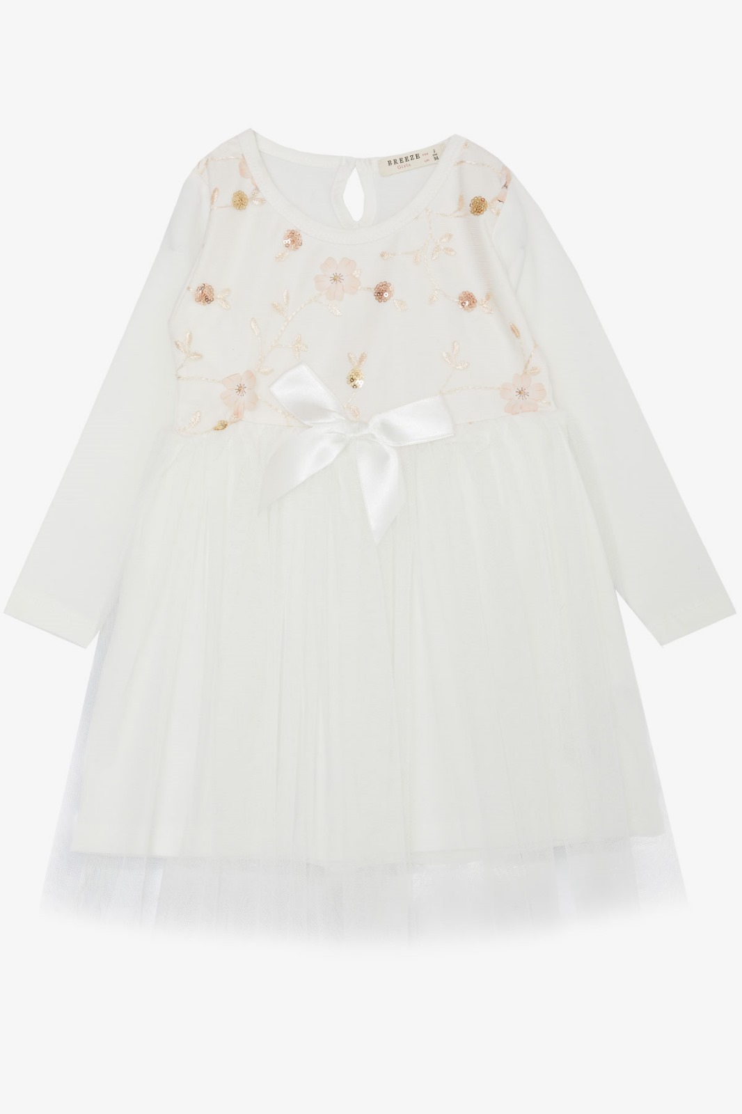 Μακρυμάνικο λευκό φόρεμα με τούλι (1,5-5 ετών)
