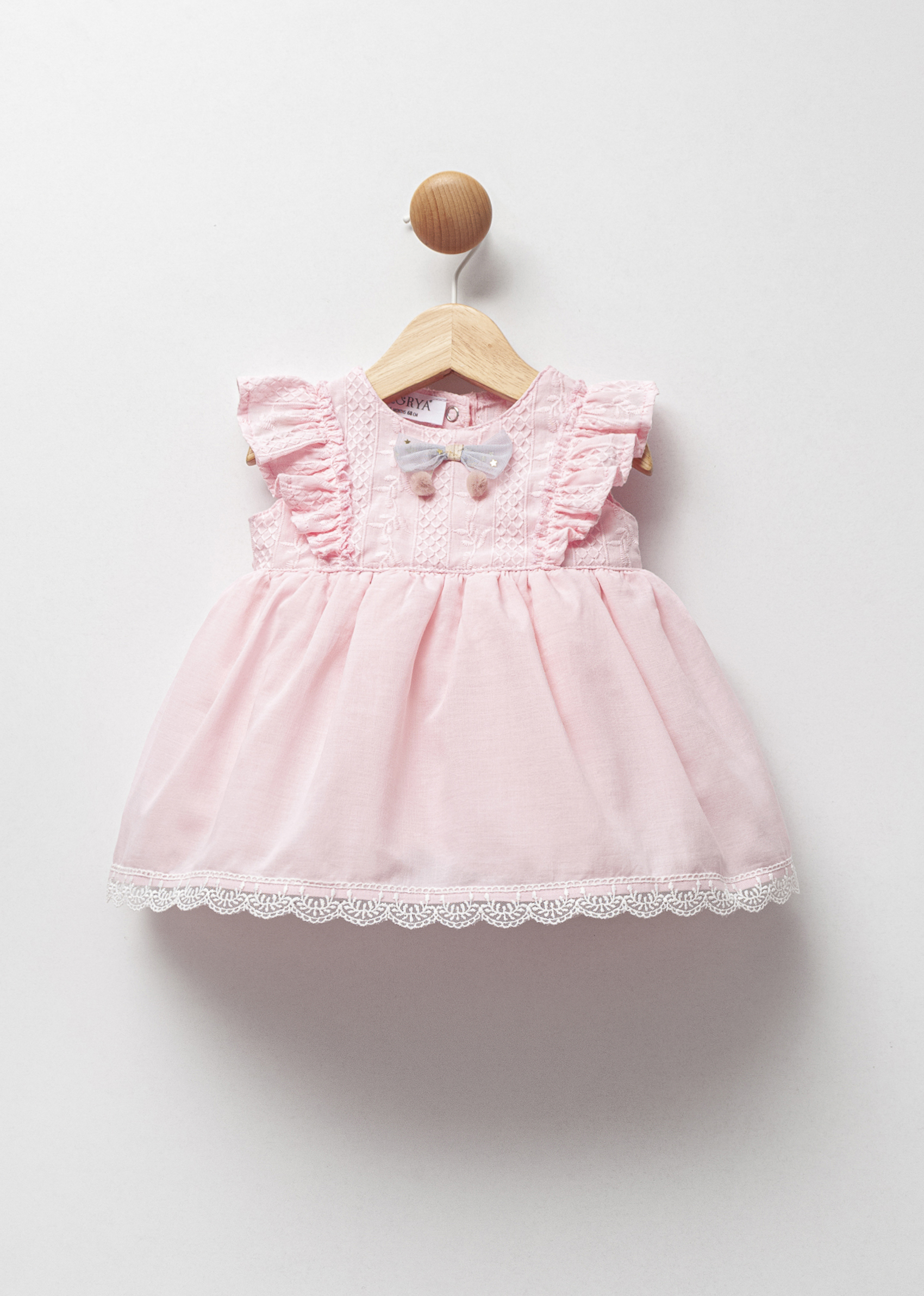 Ροζ φόρεμα με δαντέλα (3-18 μηνών)