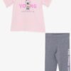 Trendy Shop Ροζ T-Shirt & κολάν γκρι για κορίτσι (5-10 ετών)