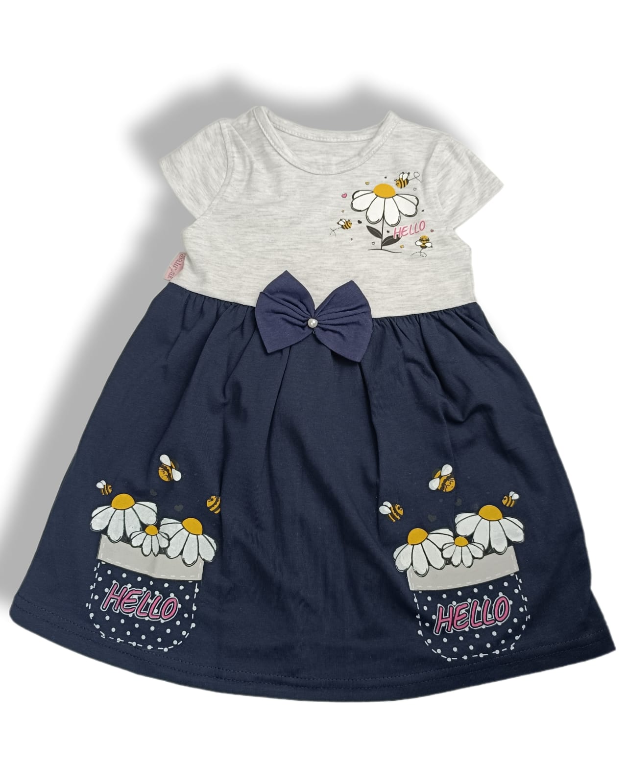 Καλοκαιρινό μπλε φόρεμα με μαργαρίτες (2-5 ετών)