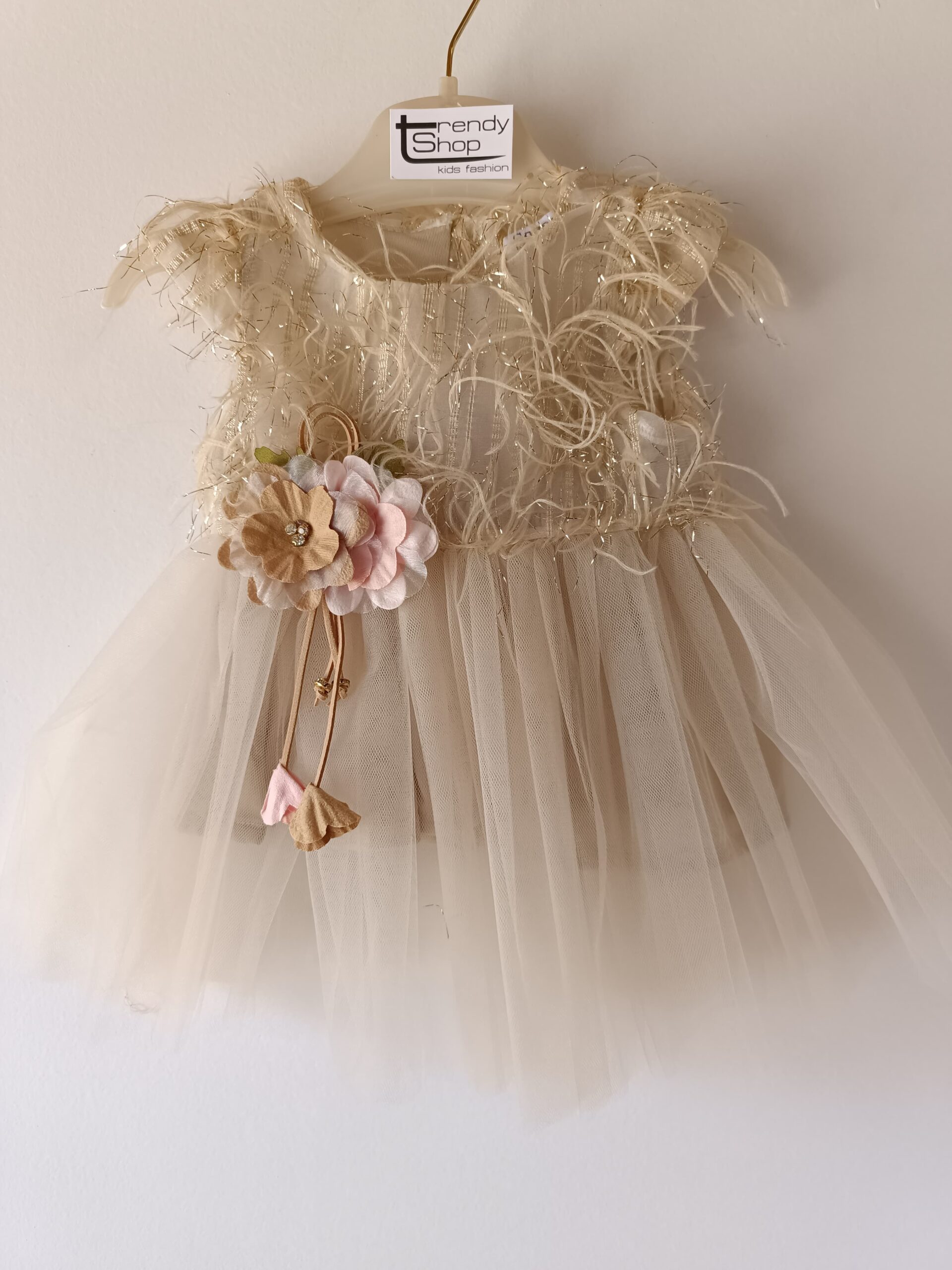 Τούλινο φόρεμα με καρφίτσα λουλούδι (6-18μηνών)