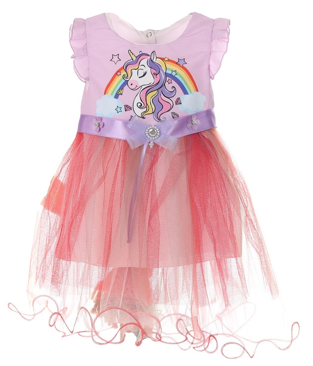 Πολύχρωμο φόρεμα με μονόκερο & τούλι (1-4 ετών)
