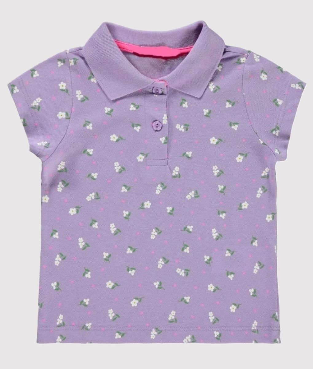 Polo μπλουζάκι με λουλούδια για κορίτσι (12μηνών-4 ετών)