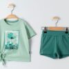 Πράσινο σορτς & μπλούζα για κορίτσι (3-6 ετών)